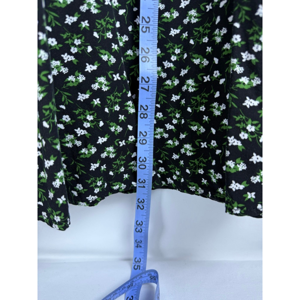 Women's Old Navy Black White Green Floral Mini Dress Size L $5 w/$25 purchase - Picture 4 of 9